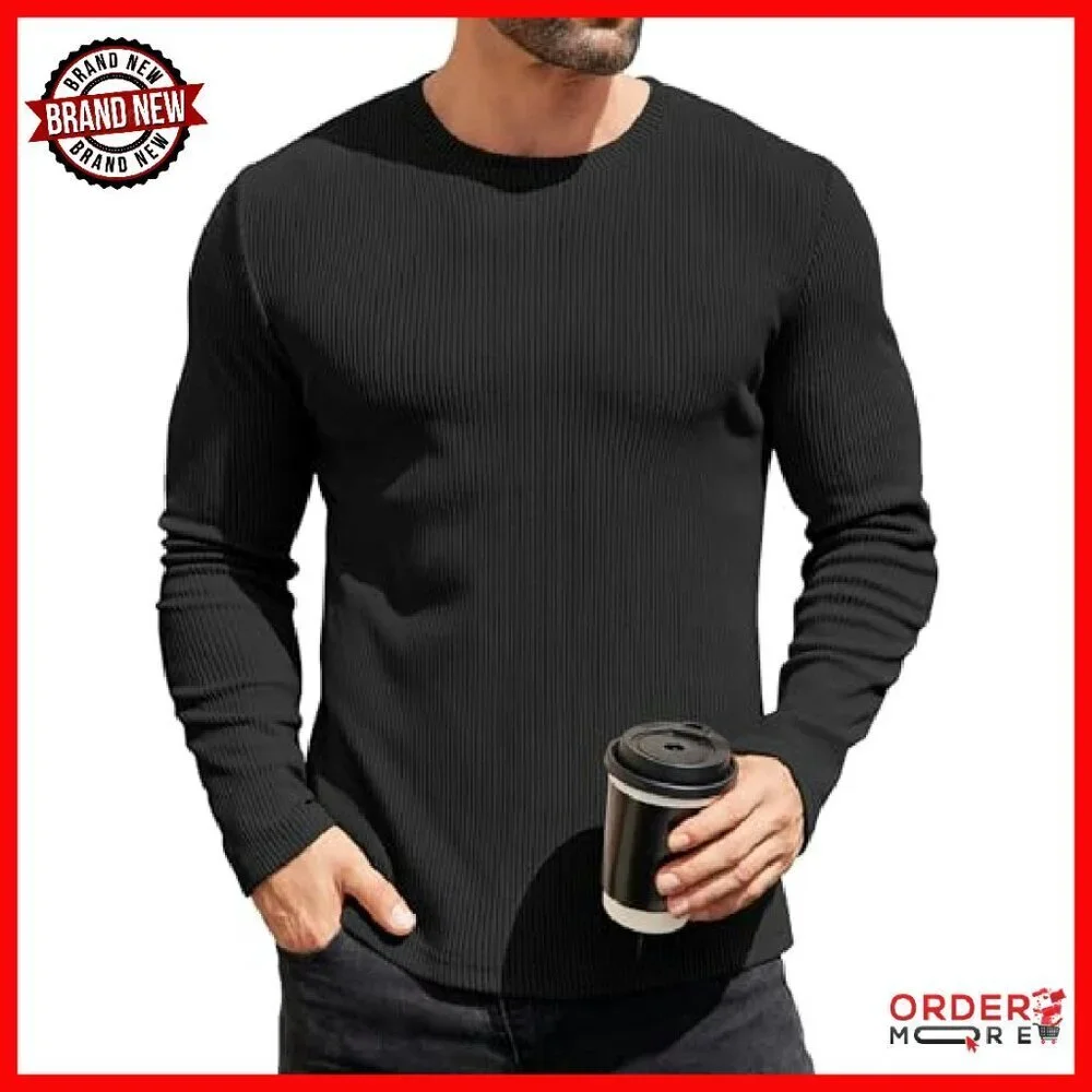 Men's Slim Fit Thermal Long Sleeve Crewneck Pullover Knitted Shirt